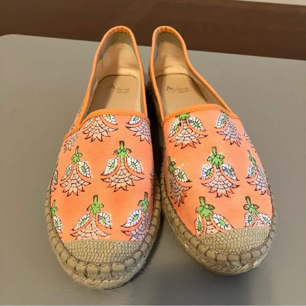 Anthropologie SZ  Blockprints Penny Espadrilles in Orange Print Size 7.5